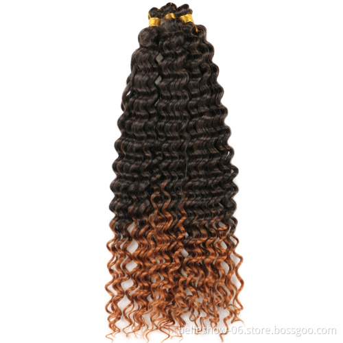 Deep Wave Ombre Color Crochet Braids 22inch Curly Synthetic Braiding Hair Extensions  deep twist Hair